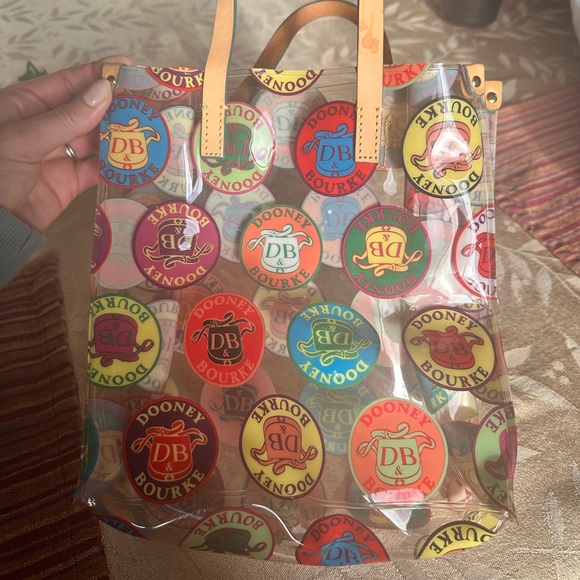 Vintage Dooney & Bourke Colorful Clear Logo Tote - Picture 2 of 3